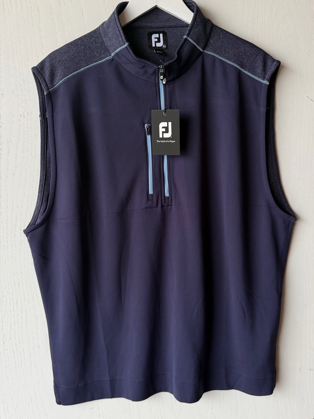 FootJoy Heather Blocked Half-Zip Golf Vest Navy Blue Men's Size 2XL